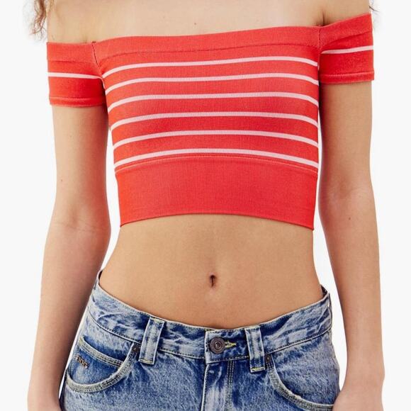 BDG Urban Outfitters Crop Top Striped Off the Shoulder XL, NWT - Picture 1 of 2